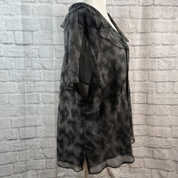 New York City Design Co Women's 4XL Sheer Blouse Short Sleeve Ruffled Plus Size - Picture 5 of 9